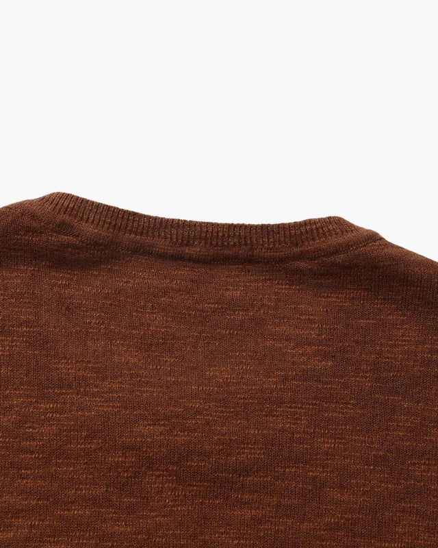 Linen-Cotton Essential Crewneck - Brown