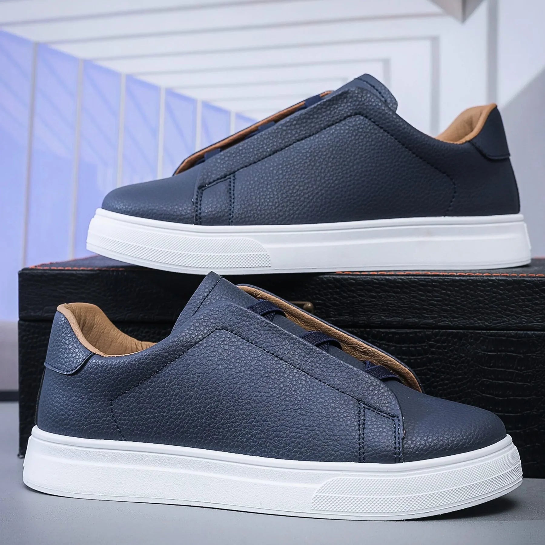 Ridgeway Leather Slip-On Sneakers - Blue