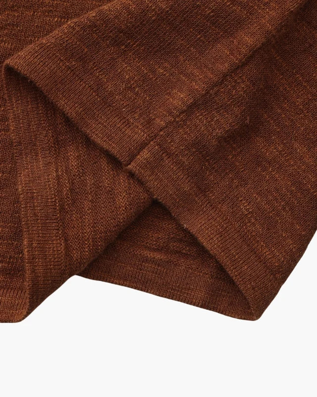 Linen-Cotton Essential Crewneck - Brown