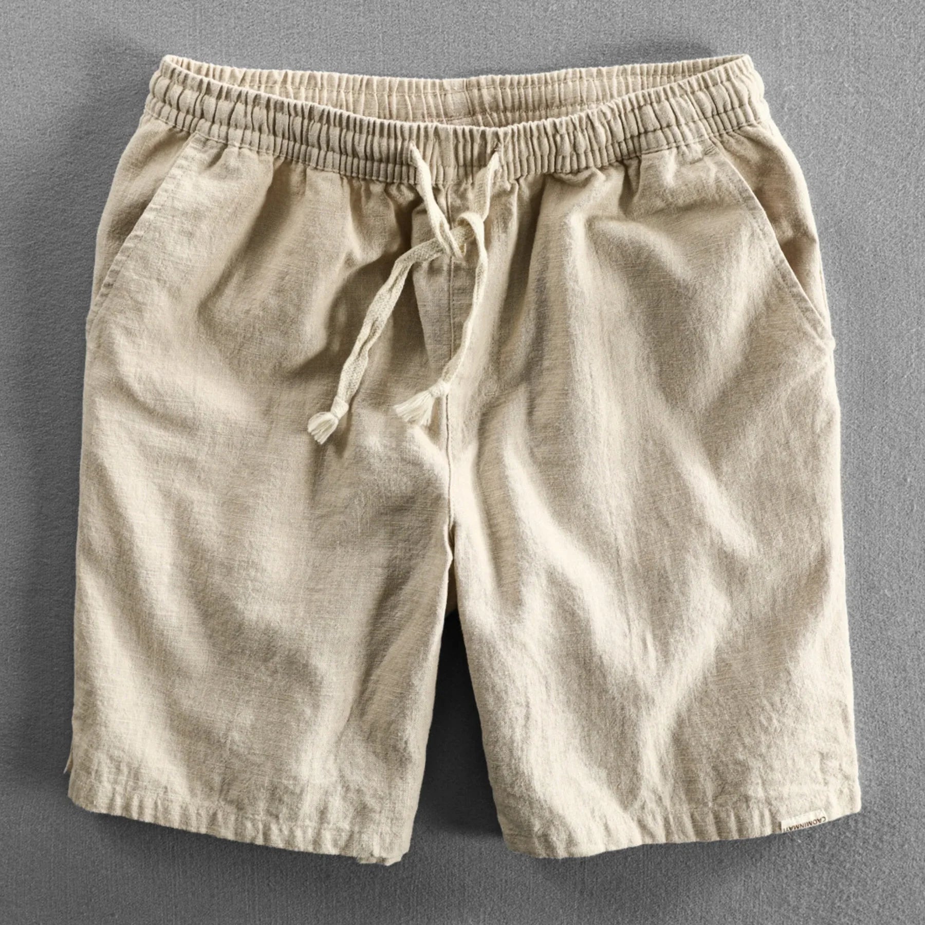 Coastline Cotton-Linen Drawstring Shorts - Sand
