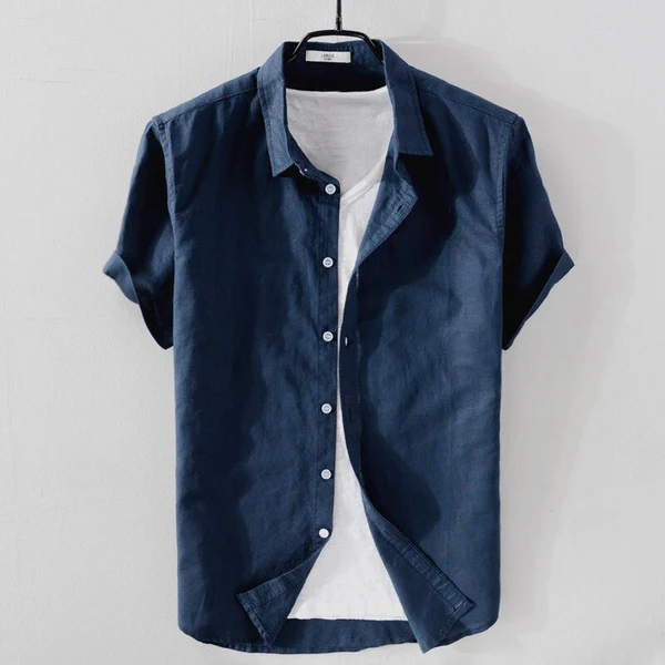 Cove Cotton-Linen Short-Sleeve Shirt - Deep Navy
