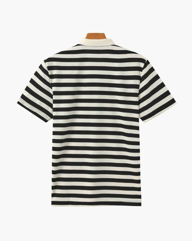 Regent Stripe Polo - Black