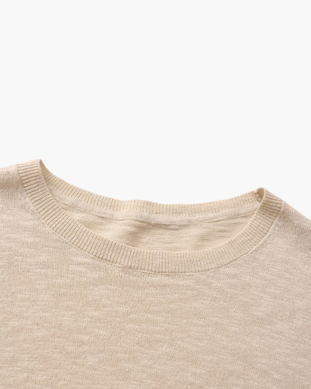 Linen-Cotton Essential Crewneck - Beige