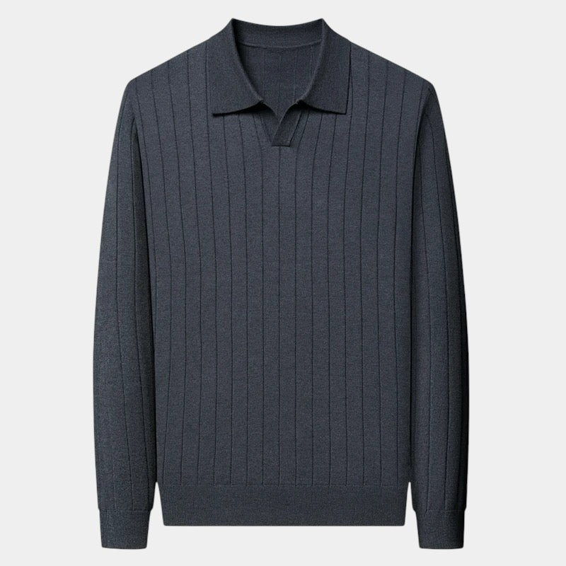 Ascot Knit Polo - Grey