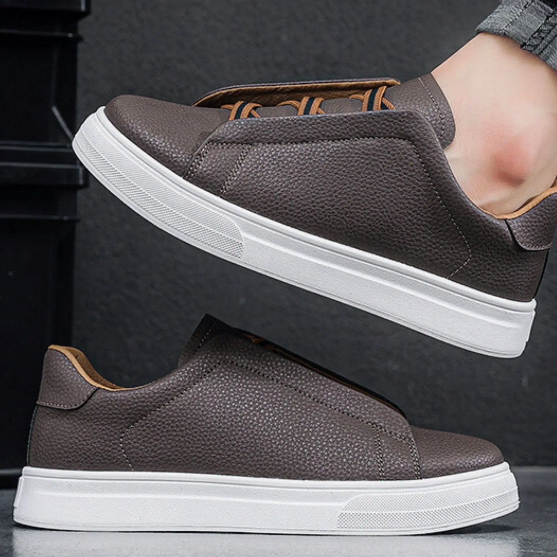 Ridgeway Leather Slip-On Sneakers - Brown