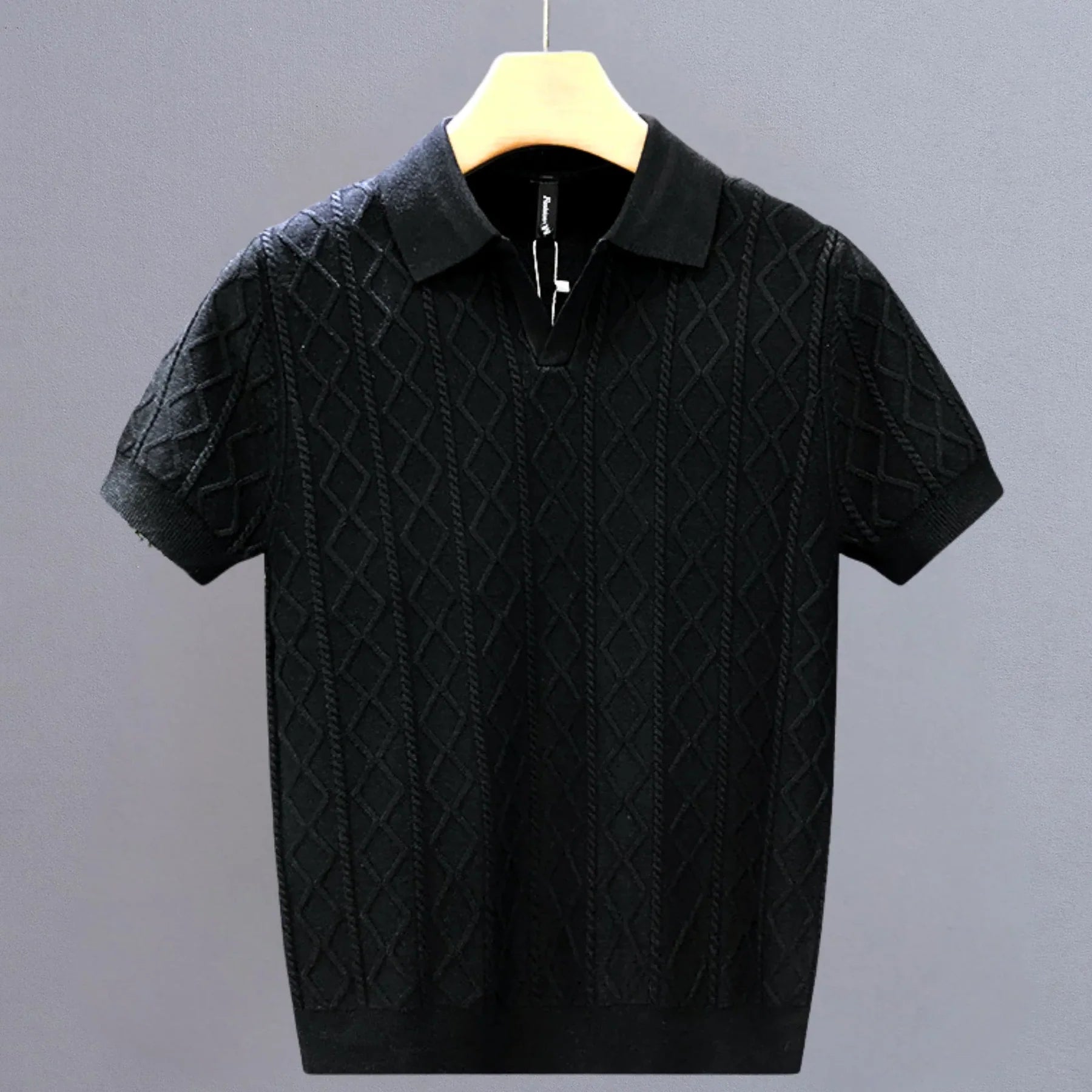 David Knitted Polo Shirt - Black