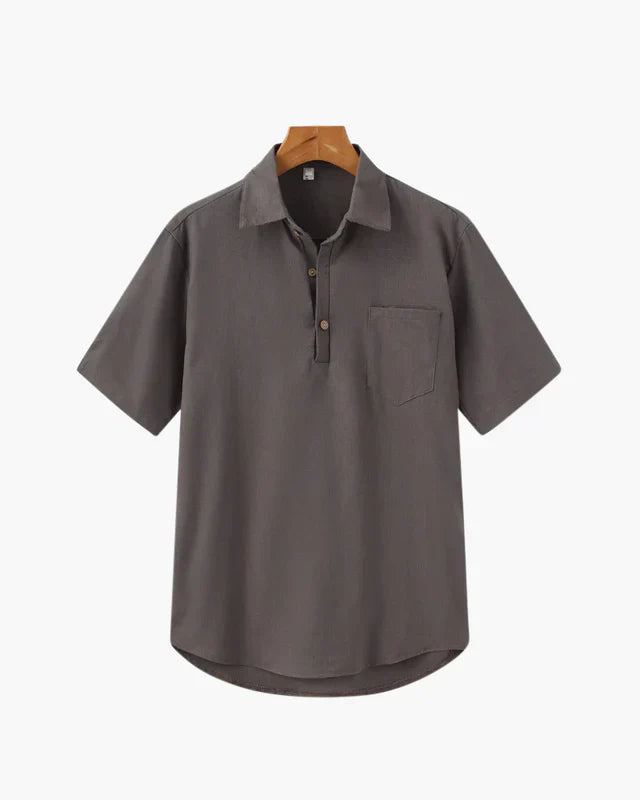 Linen Polo Tee – Gray
