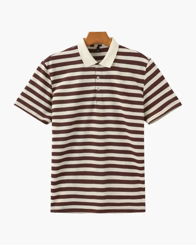 Regent Stripe Polo - Brown