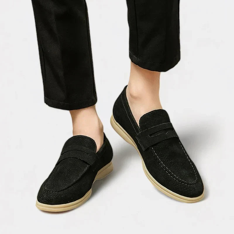 Old Money Suede Loafers - BLACK