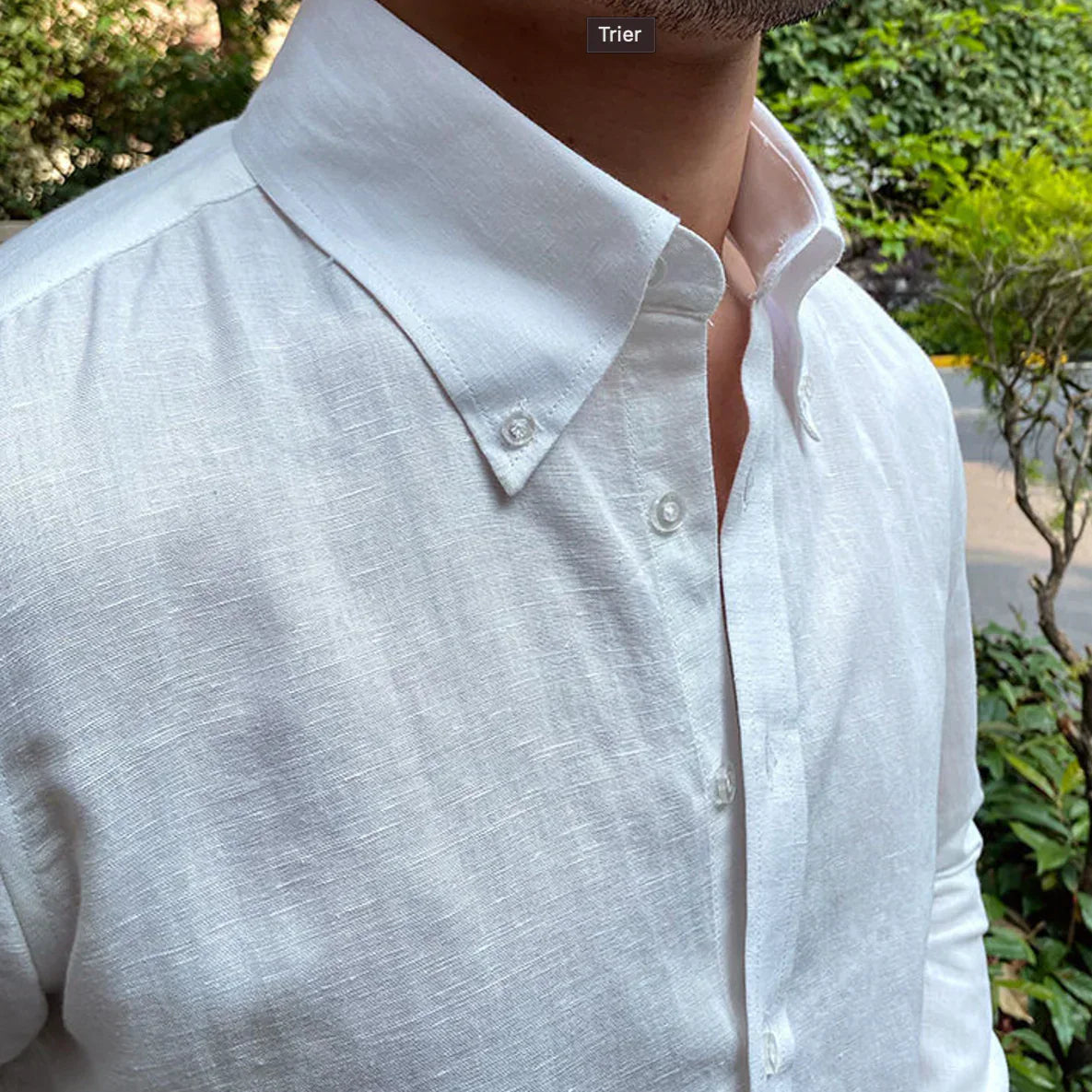 Capri Linen Button-Down - WHITE