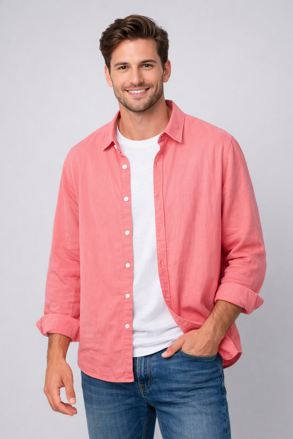 Harbor Linen Long-Sleeve Shirt - Salmon