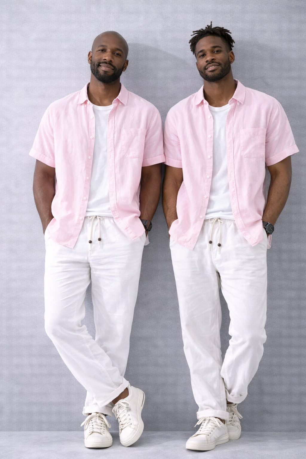 Coastal Linen Short-Sleeve Shirt - Pink