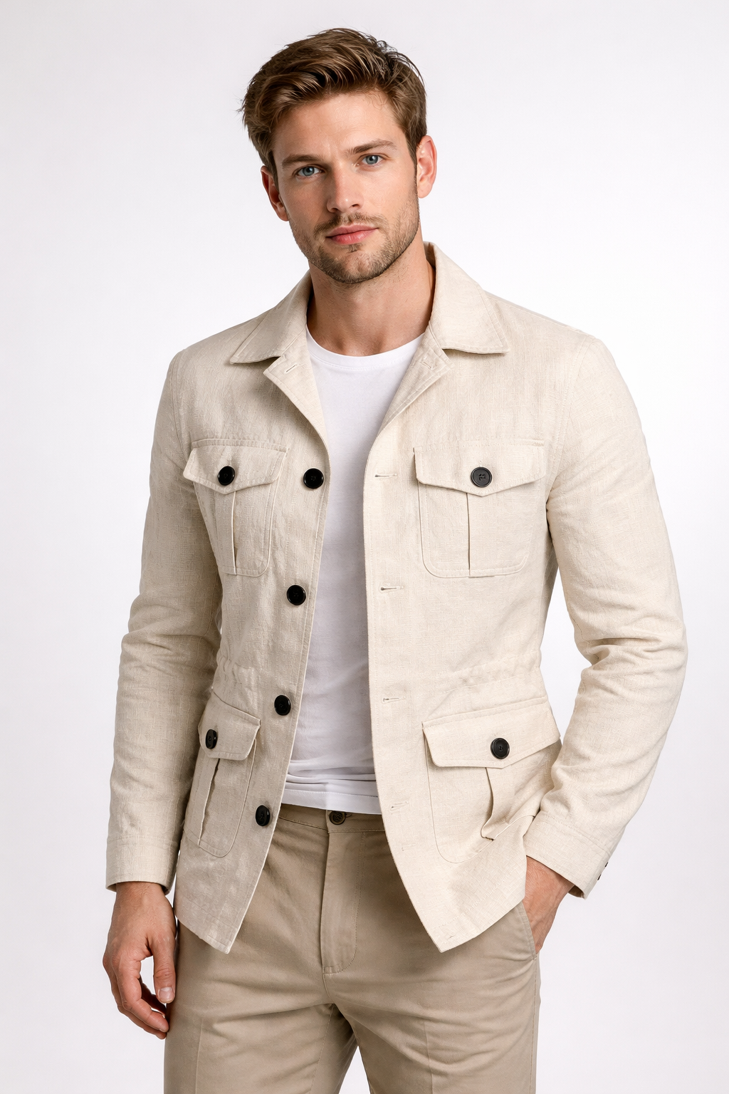 Elias Linen Field Jacket - Natural Sand