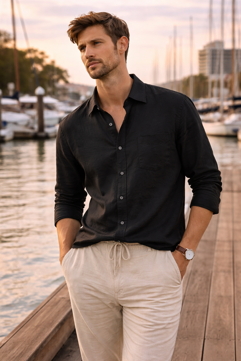 Linen Breeze Shirt - Black