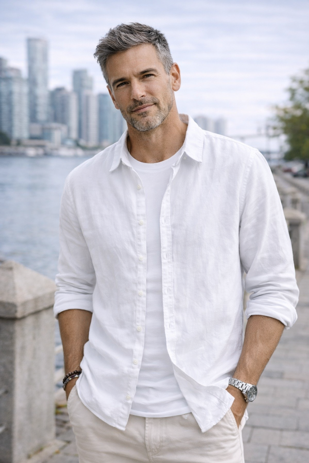 Harbor Linen Long-Sleeve Shirt/White