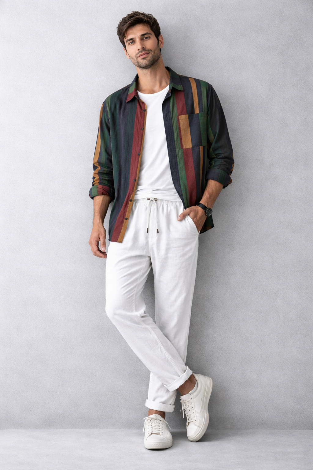 Riviera Stripe Linen Shirt - Multi-Color