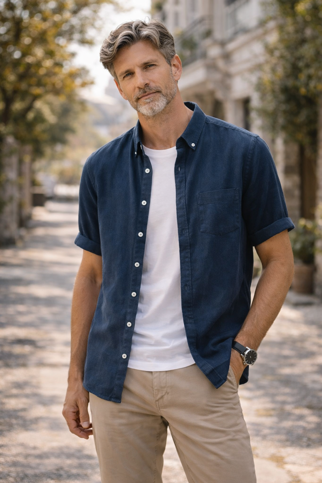 Cove Cotton-Linen Short-Sleeve Shirt - Deep Navy