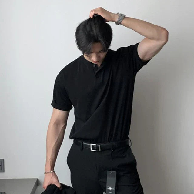 Regal Henley Polo - Black