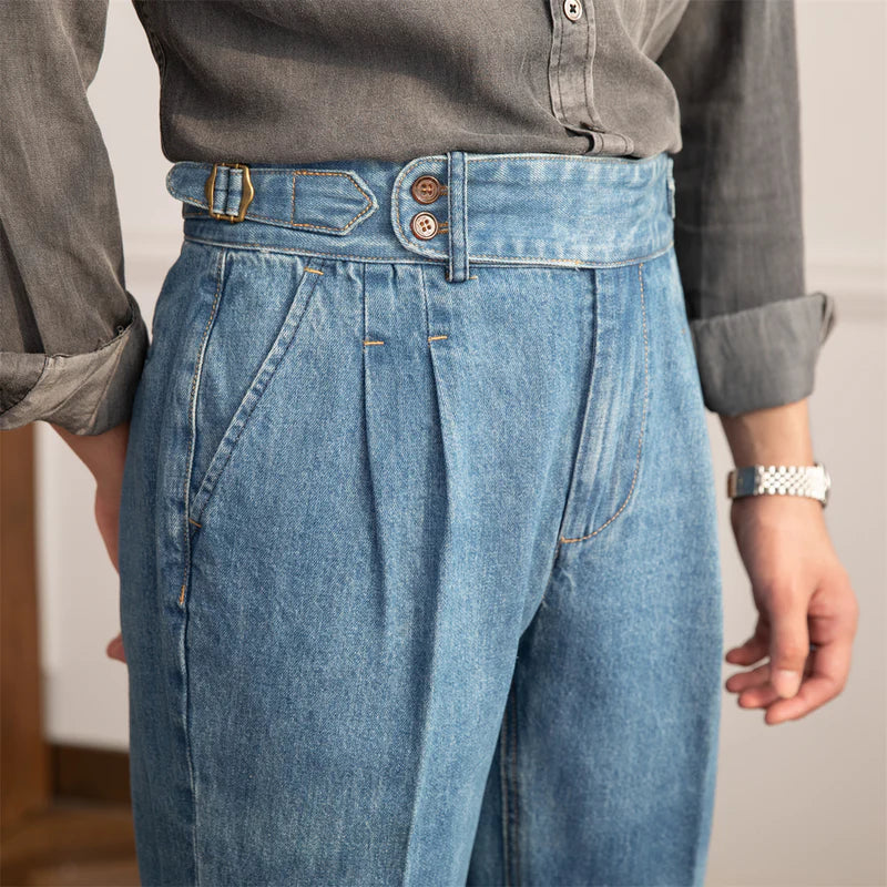 Tailored Denim Trousers - LIGHT BLUE