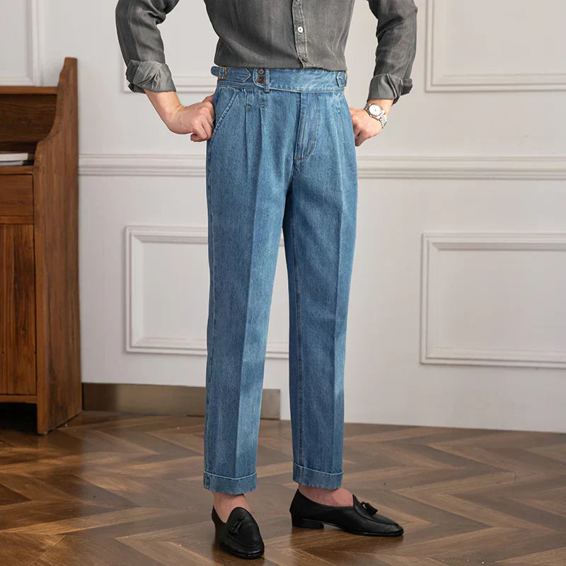Tailored Denim Trousers - LIGHT BLUE