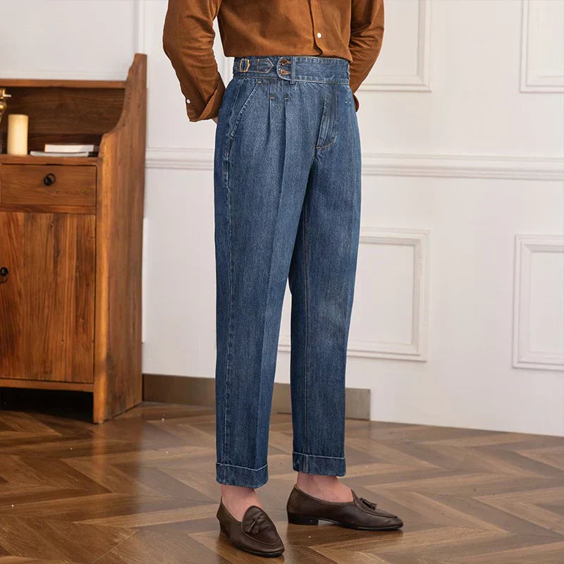 Tailored Denim Trousers - DENIM BLUE