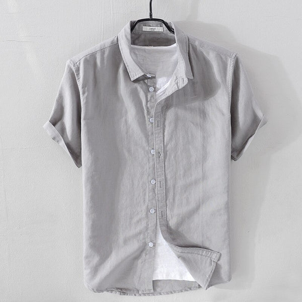 Cove Cotton-Linen Short-Sleeve Shirt - Gray