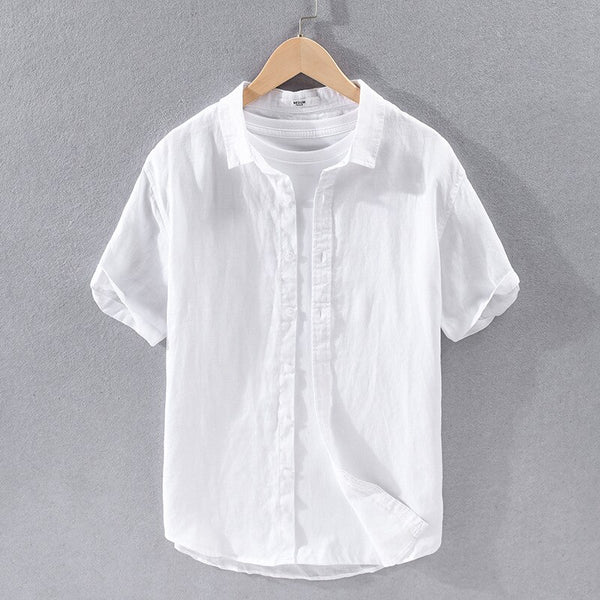 Coastal Linen Short-Sleeve Shirt - White
