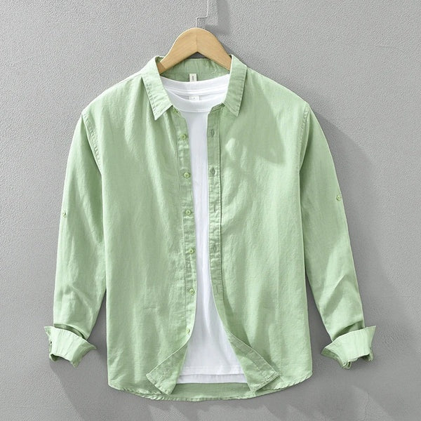 Harbor Cotton-Linen Long-Sleeve Shirt - Green