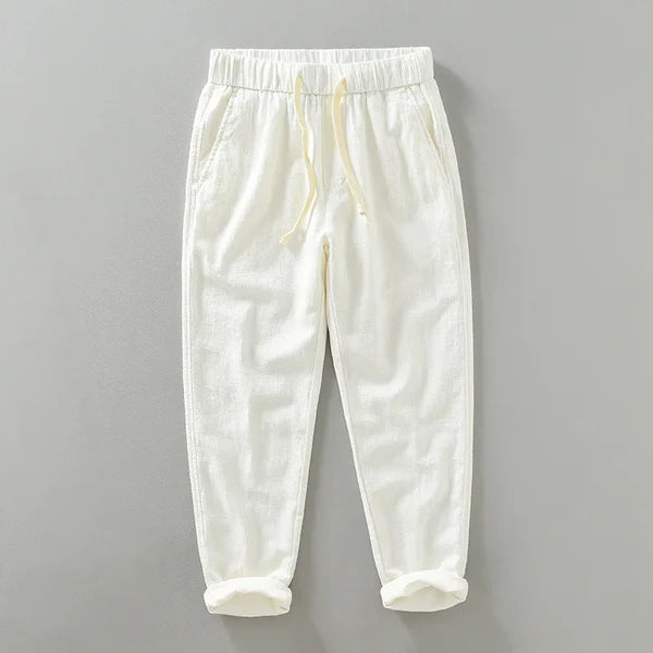Harbor Linen Duo - Blue Linen Shirt + Off-White Linen Pants Set