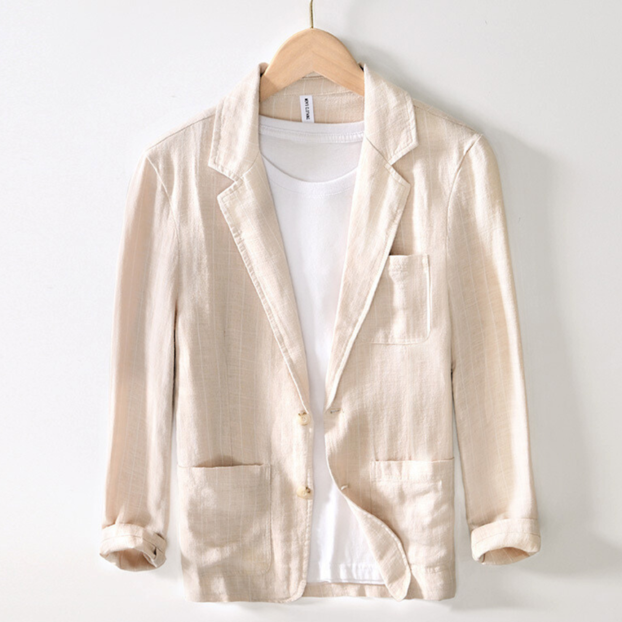 Cedarline Striped Linen Blazer - Imperial Black