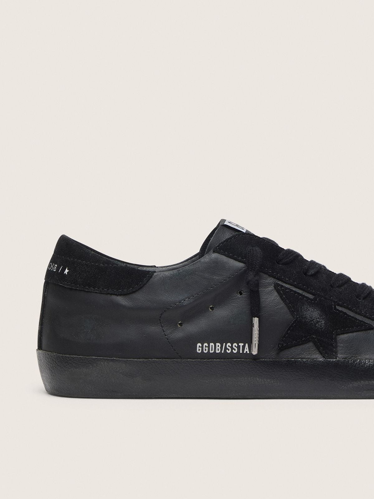 Super-Star Nappa Leather Suede Sneakers - Black - side view