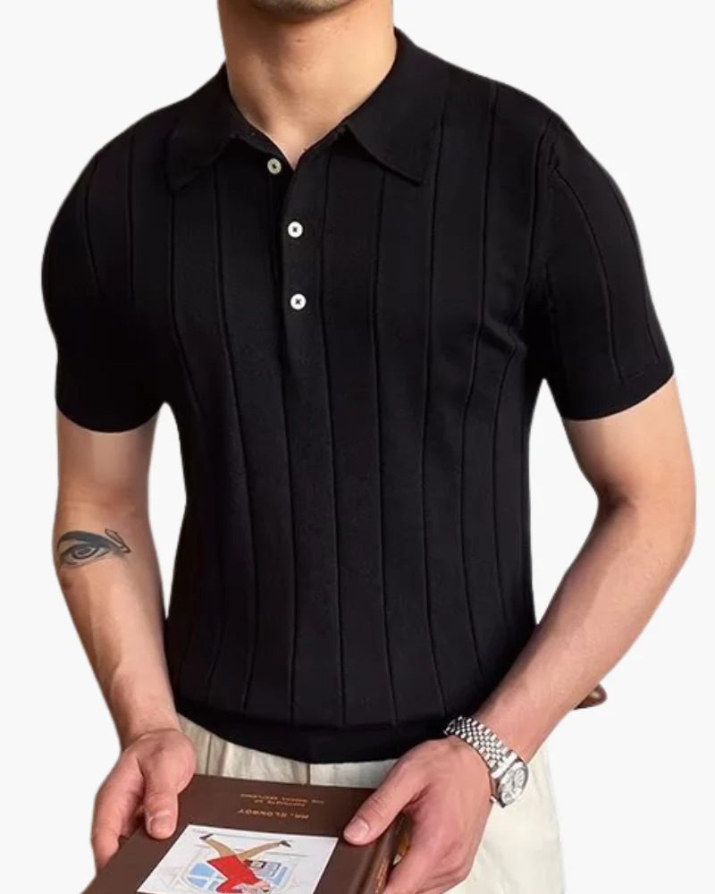 Cotton Luxe Polo – Black