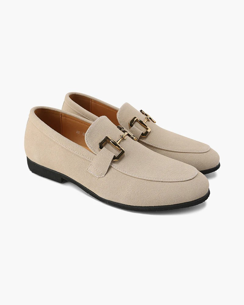 Suede Bit Loafers - Nude