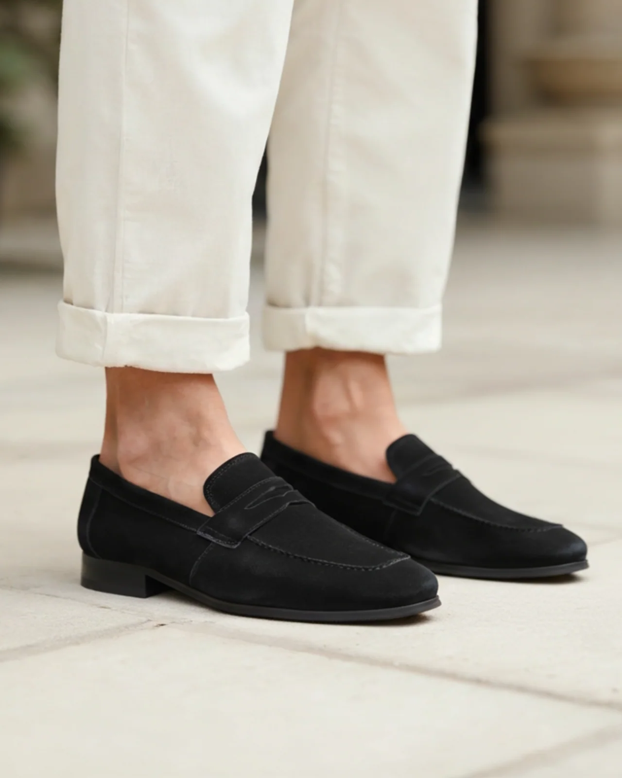Suede Classic Loafers – Black