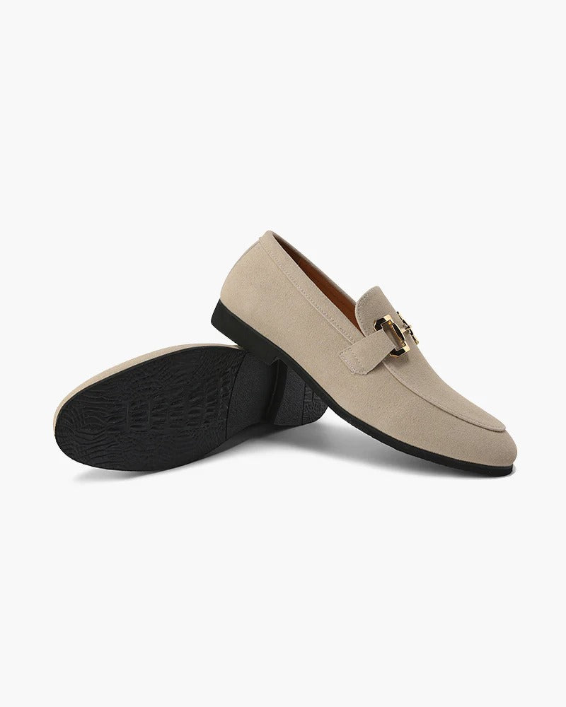 Suede Bit Loafers - Nude
