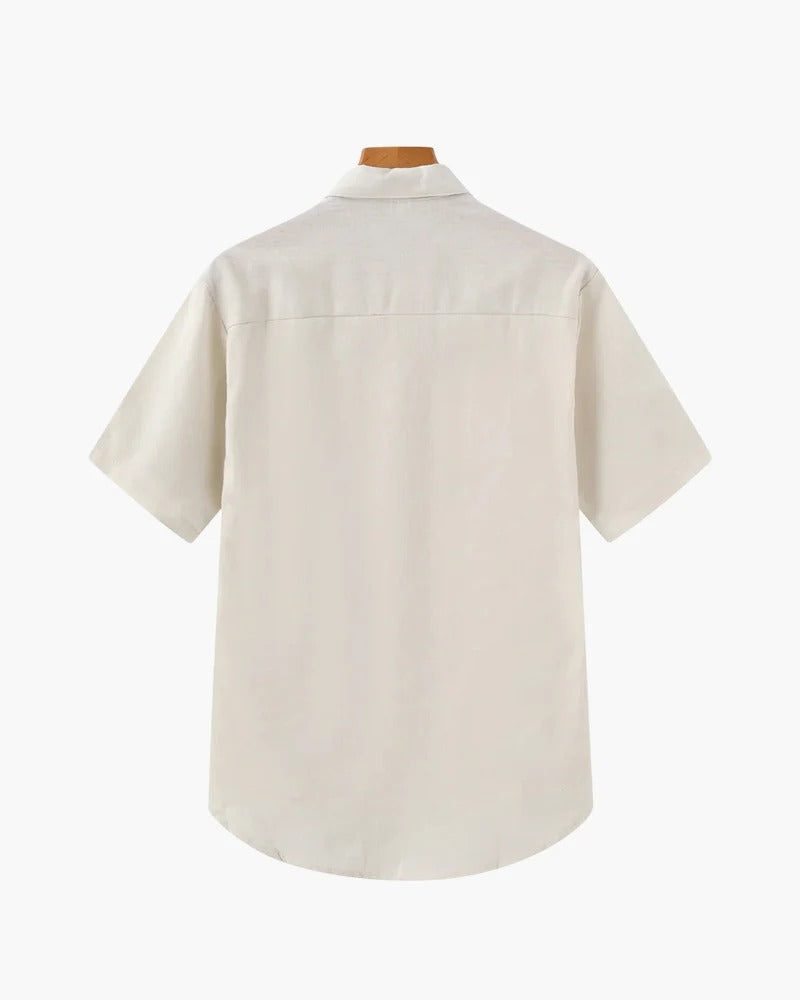 Linen Polo Tee – Beige