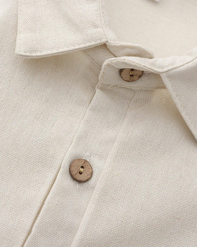 Linen Polo Tee – Beige