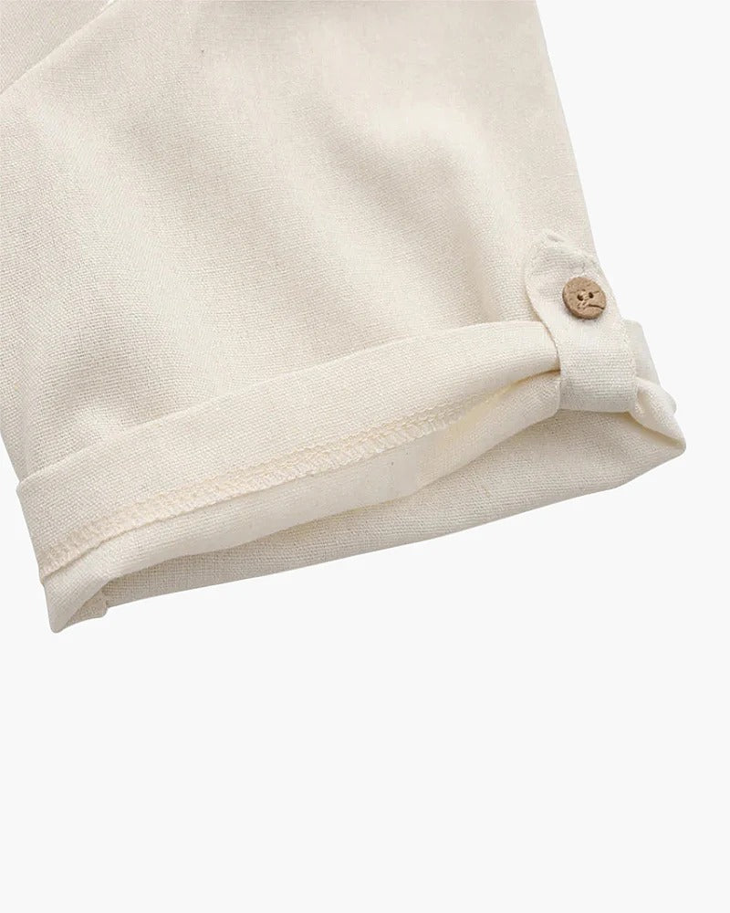 Linen Polo Tee – Beige