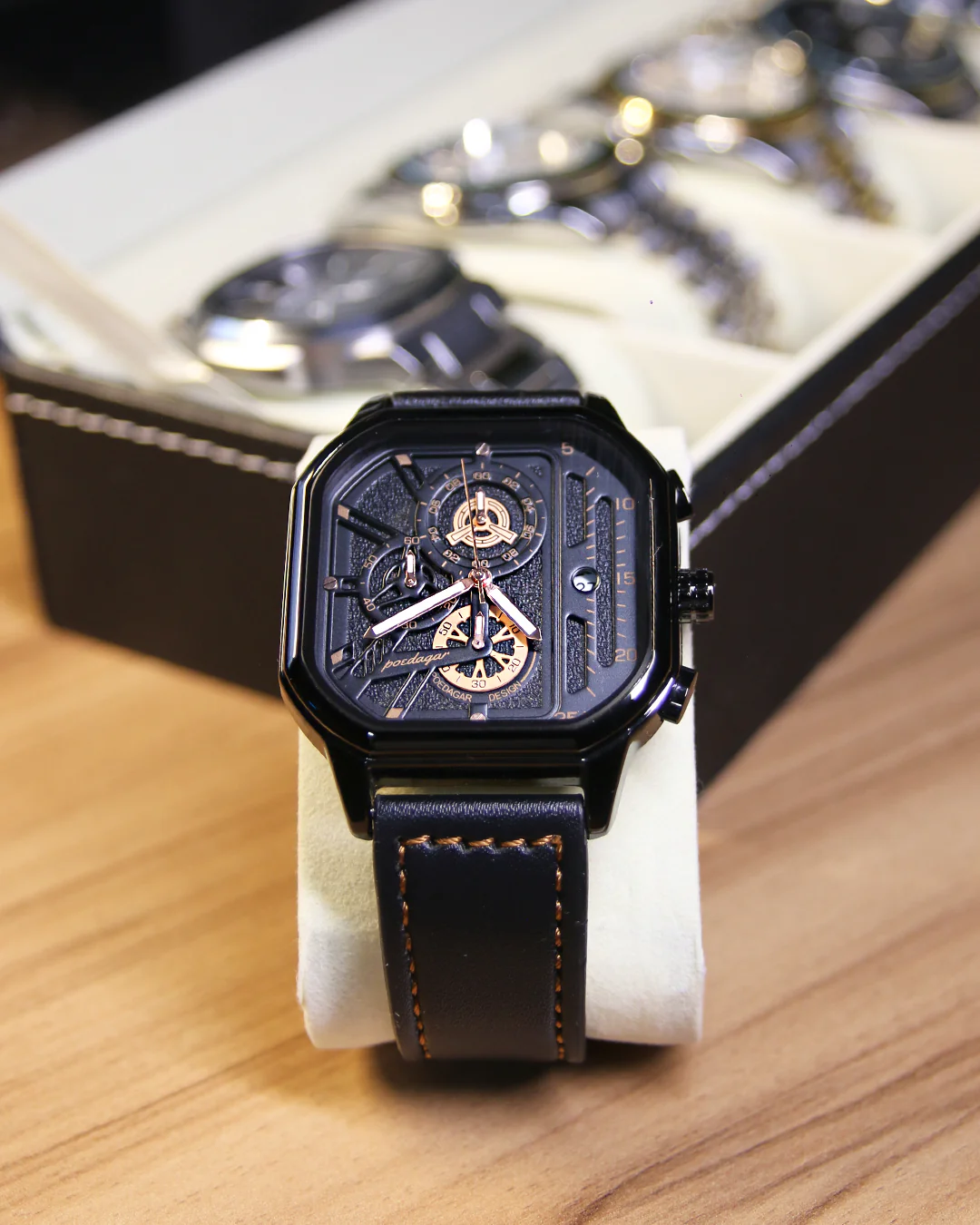 Apex Square Chronograph Watch - Black