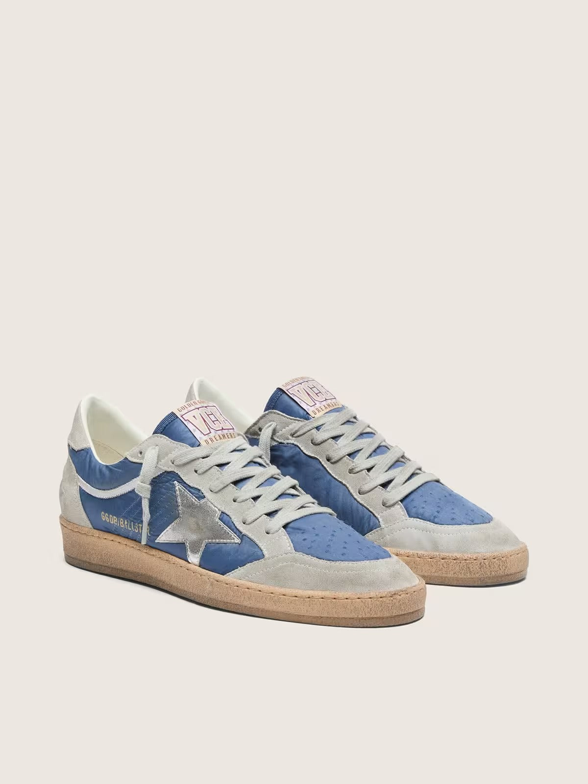 Ball Star Suede Leather Sneakers - Silver/Light Gray - side view