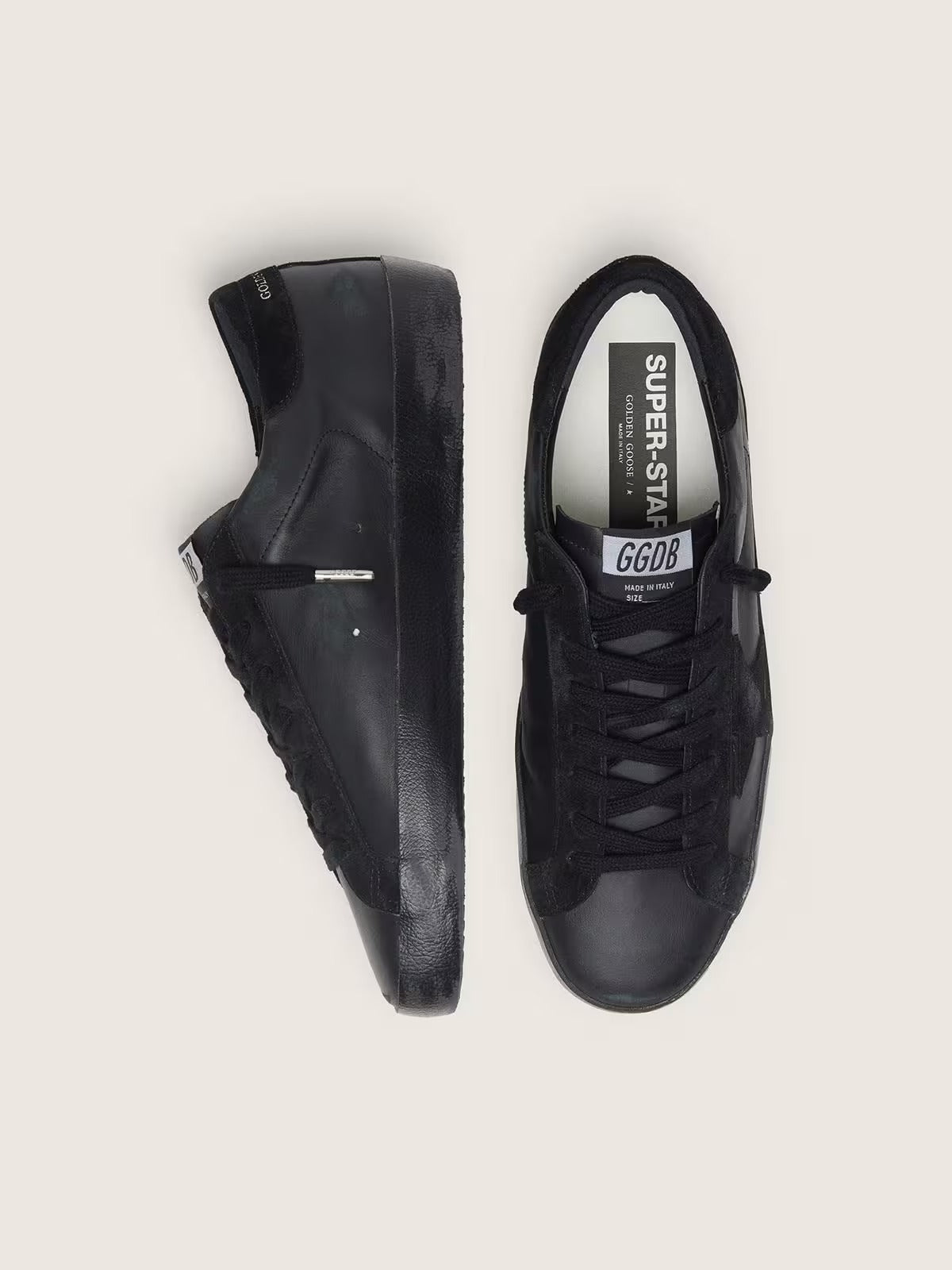 Super-Star Nappa Leather Suede Sneakers - Black - back view
