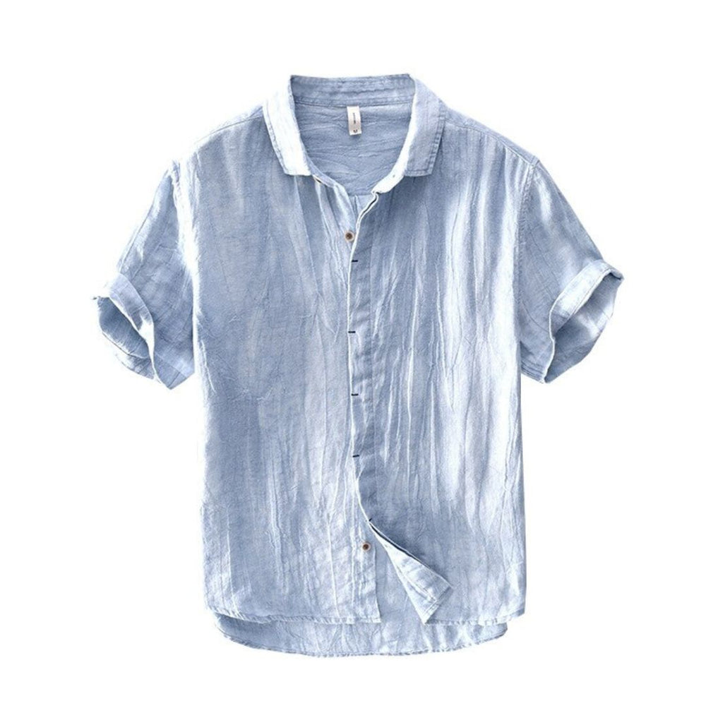 Coastal Linen Short-Sleeve Shirt/Light Blue