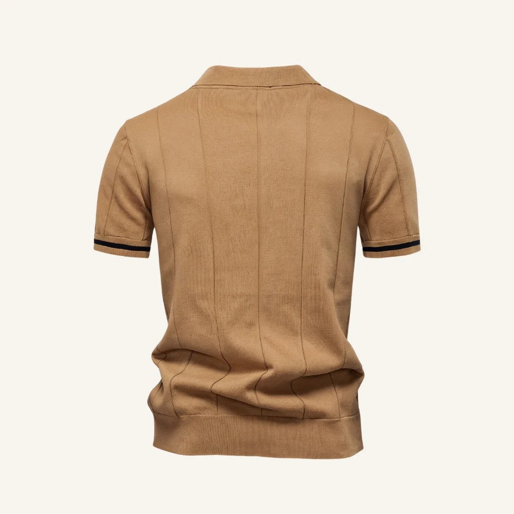 Vittorio Half-Zip Knit Polo - Light Brown