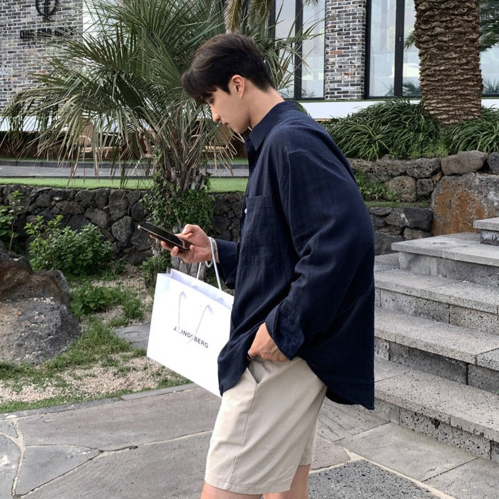 Riviera Linen Overshirt - NAVY BLUE