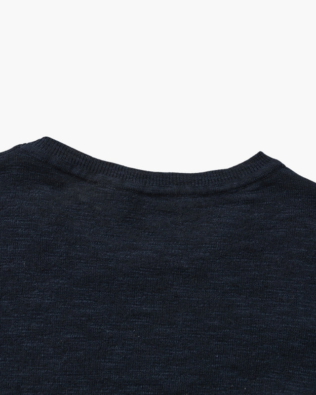 Linen-Cotton Essential Crewneck - Blue