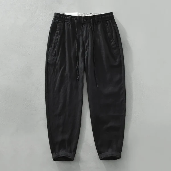 Breeze Linen Drawstring Pants - Black