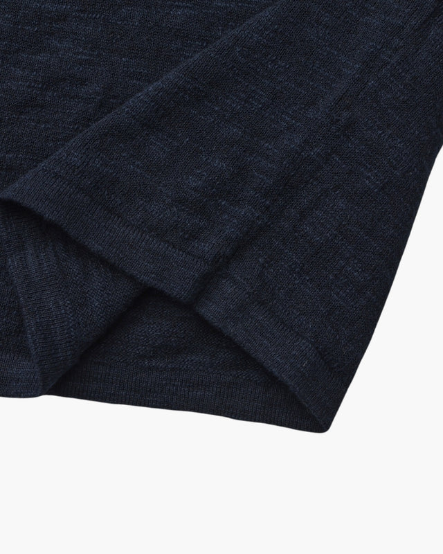 Linen-Cotton Essential Crewneck - Blue
