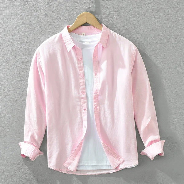 Harbor Cotton-Linen Long-Sleeve Shirt - Blush Pink