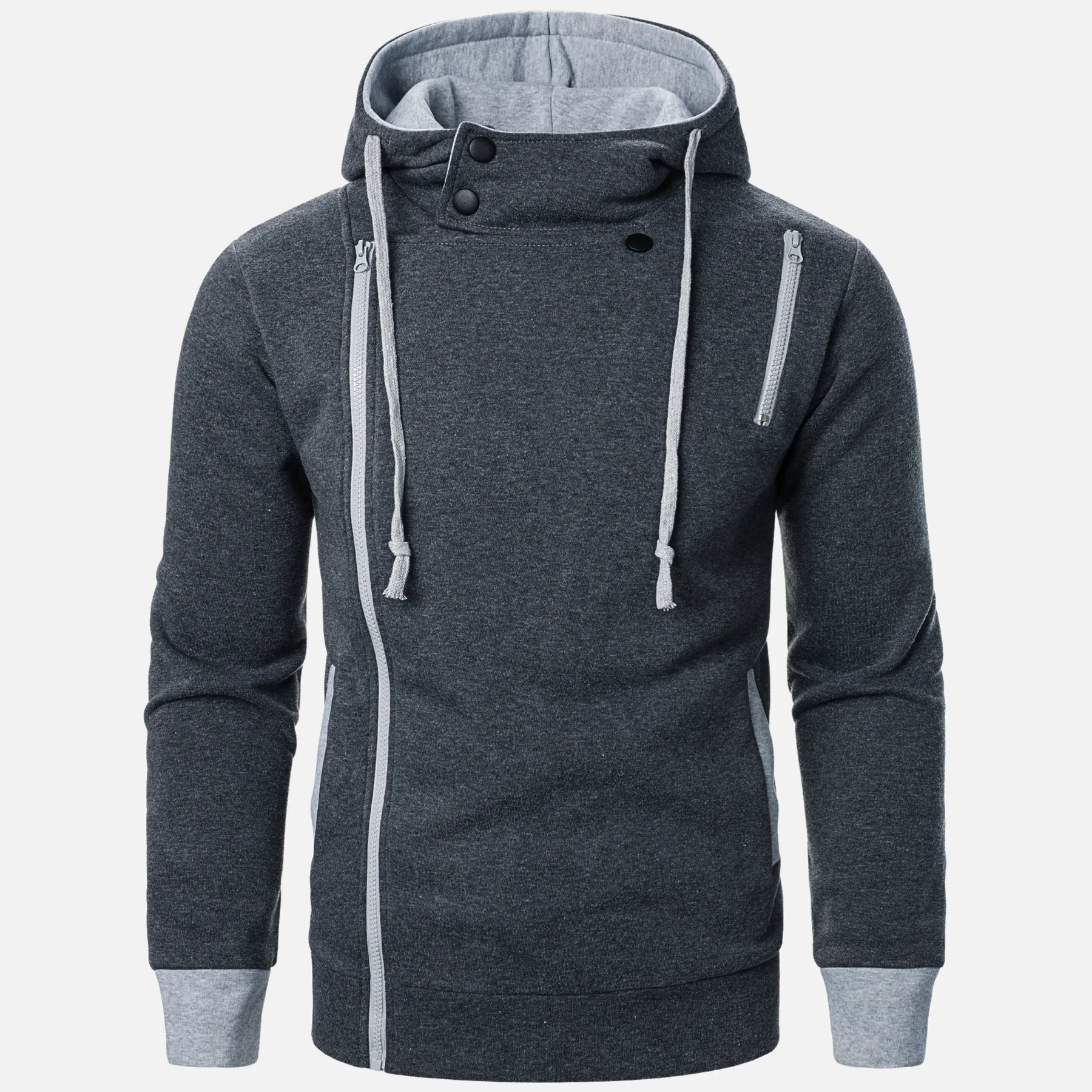 Riverton Asymmetric Zip Hoodie - Grey