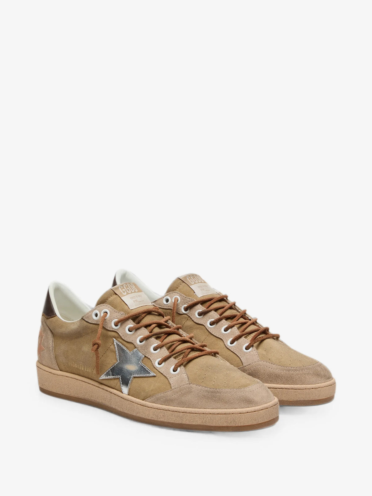 Ball Star Leather Wool Sneakers - Brown/Cream - side view